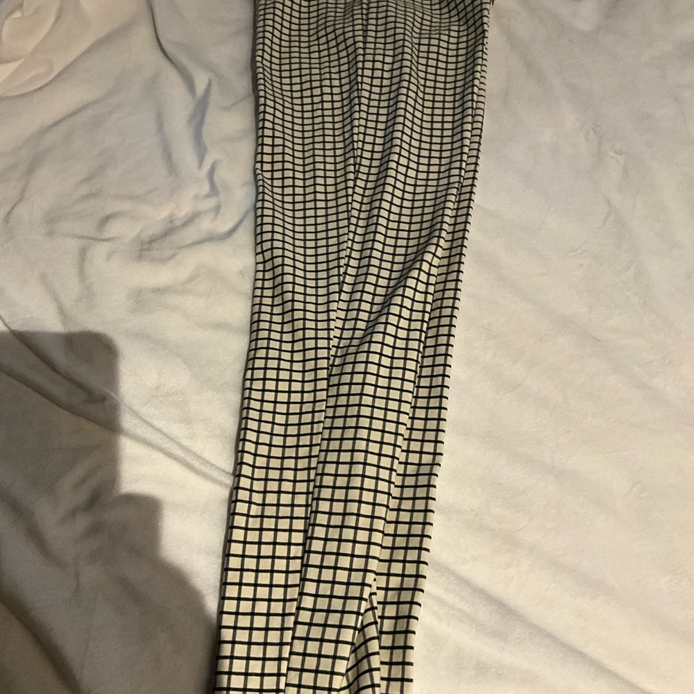 Zara Black and White Checkered Straight Leg Pants